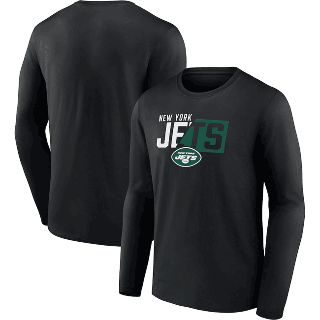 Men's New York Jets Black One Two Long Sleeve T-Shirt